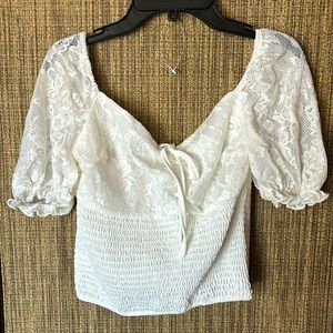 White, stretchy, lace SHEIN blouse